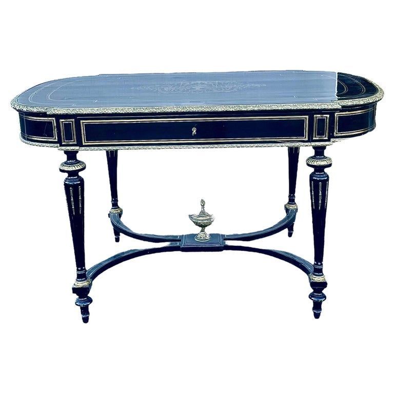 French Napoleon III Period Ebonized Desk, 1870s