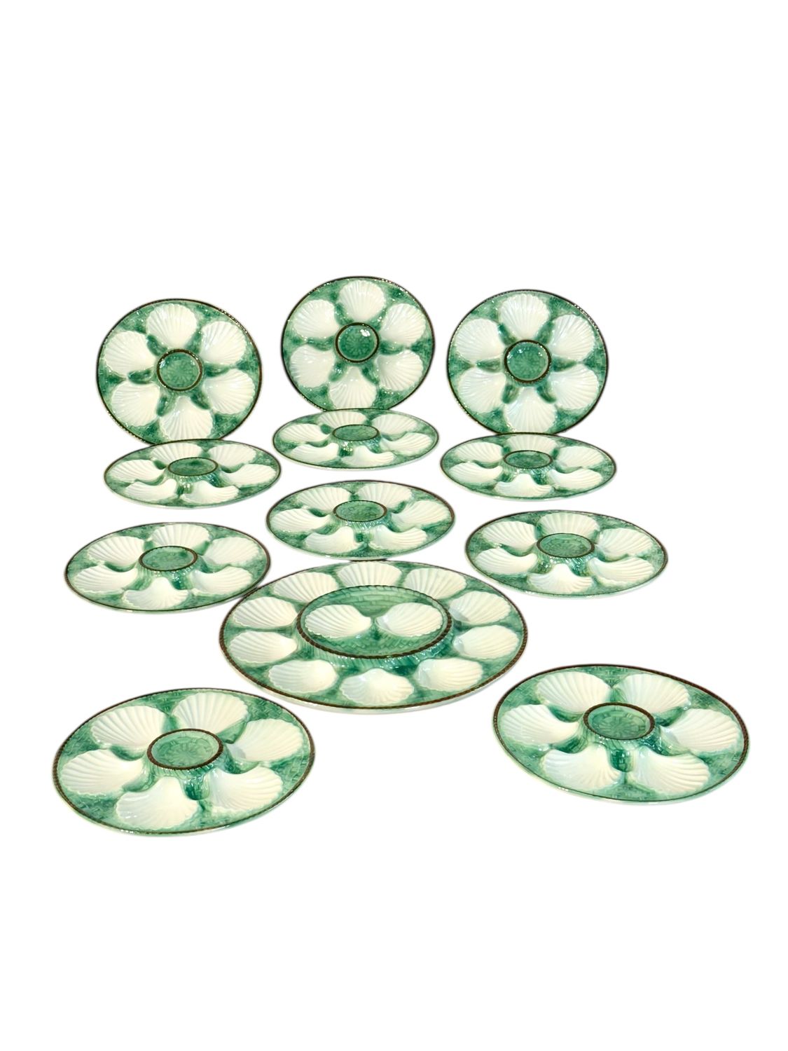 Service à huîtres en faïence de style Longchamp