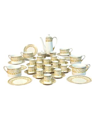 44-Piece Royal Tuscan Gold and White Bone China Coffee & Tea Service