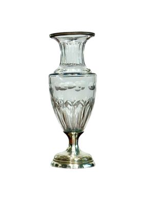 Petit vase en cristal avec monture en argent massif français, XIXe siècle