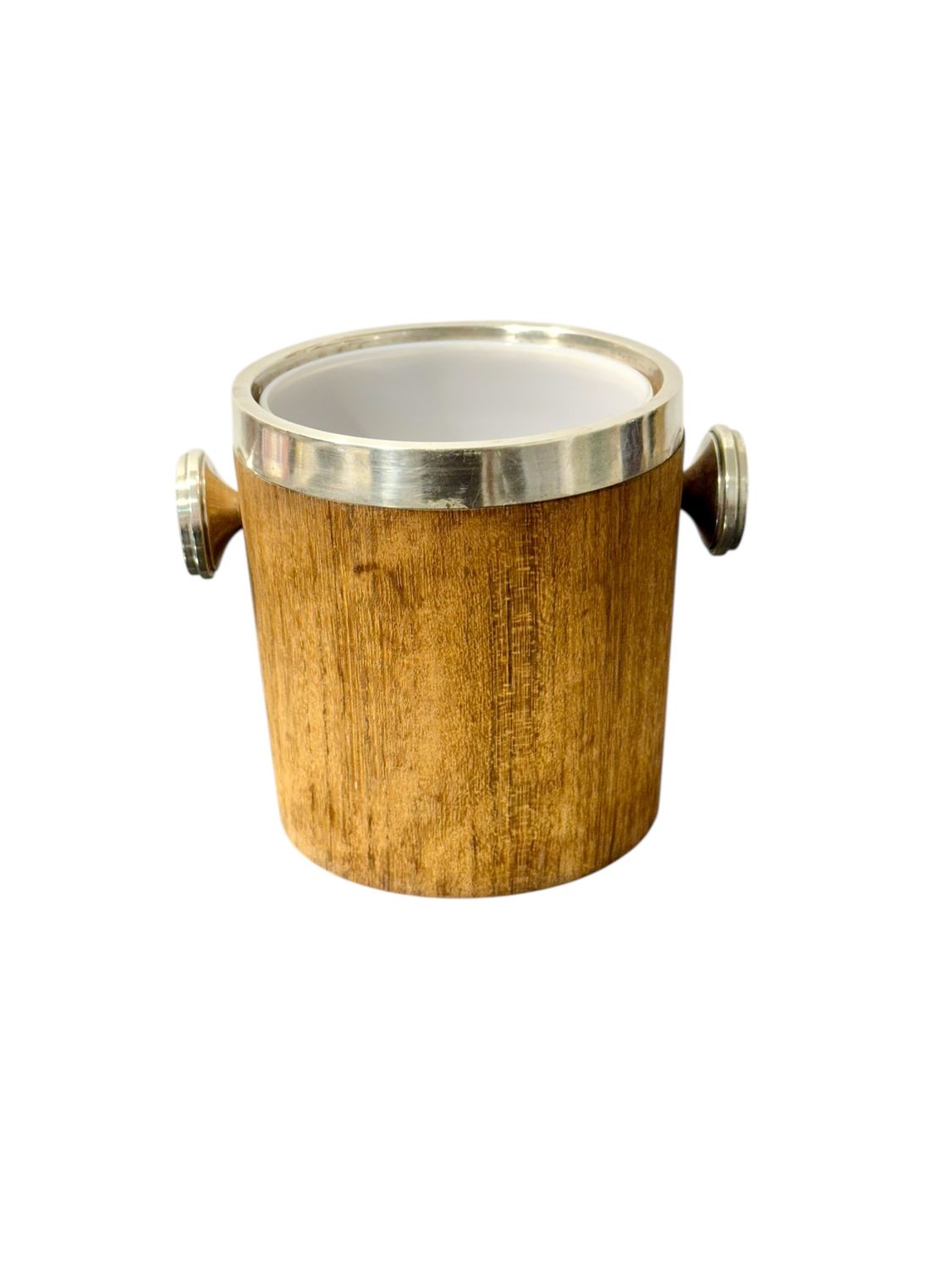 Seau à glace avec montures en argent massif français et doublure en verre opalin