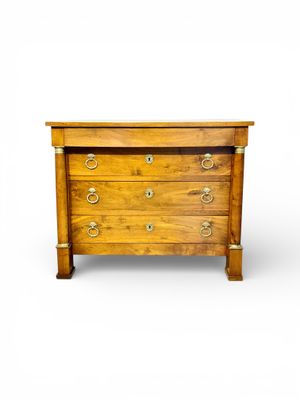 French Empire Walnut Commode with Bronze Mounts, Early 19th Century