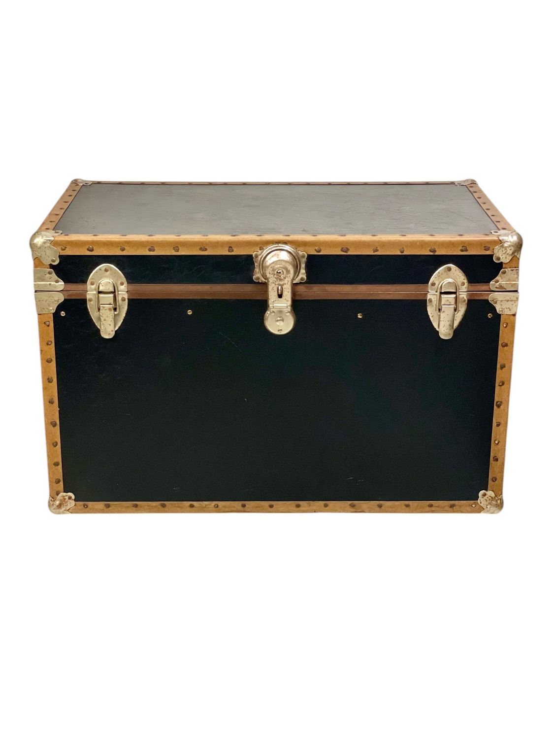 Vintage Flat Top Steamer Trunk, 20th Century