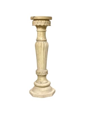 French Carved Alabaster Pedestal Column, Circa 1930