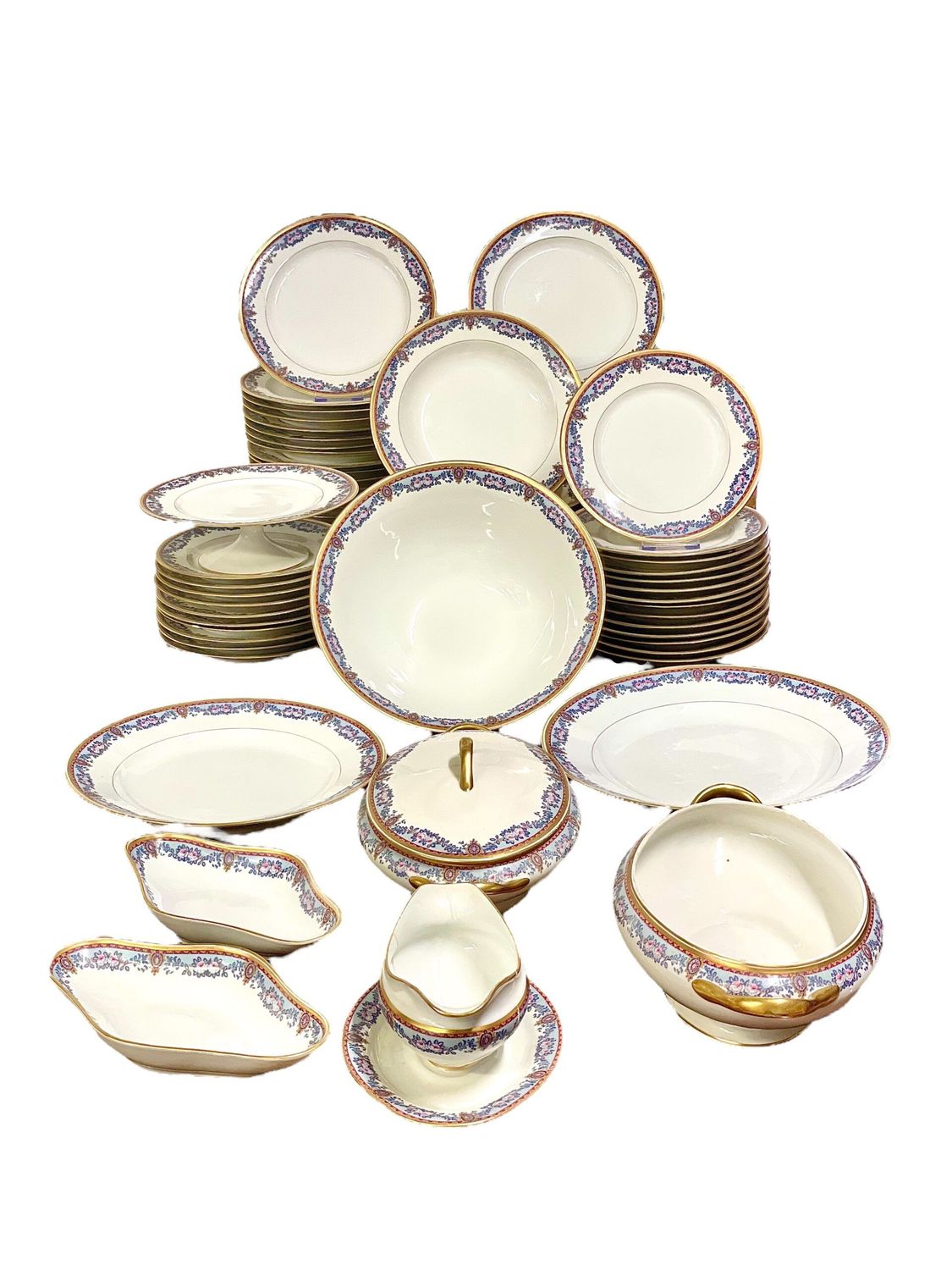 Service de table vintage en porcelaine de Limoges - 80 pièces