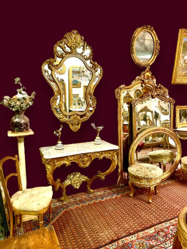 Large Gilt Wall Mirror with Parecloses