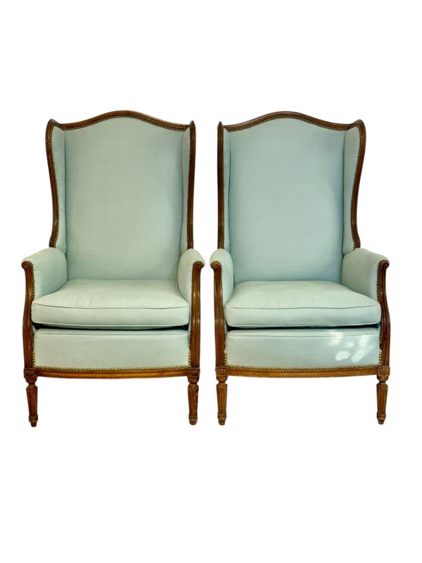 Paire de Bergères à Oreilles de Style Louis XVI, 19ème Siècle