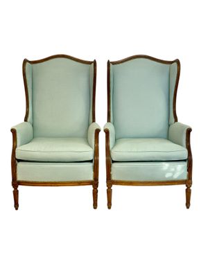 Paire de Bergères à Oreilles de Style Louis XVI, 19ème Siècle