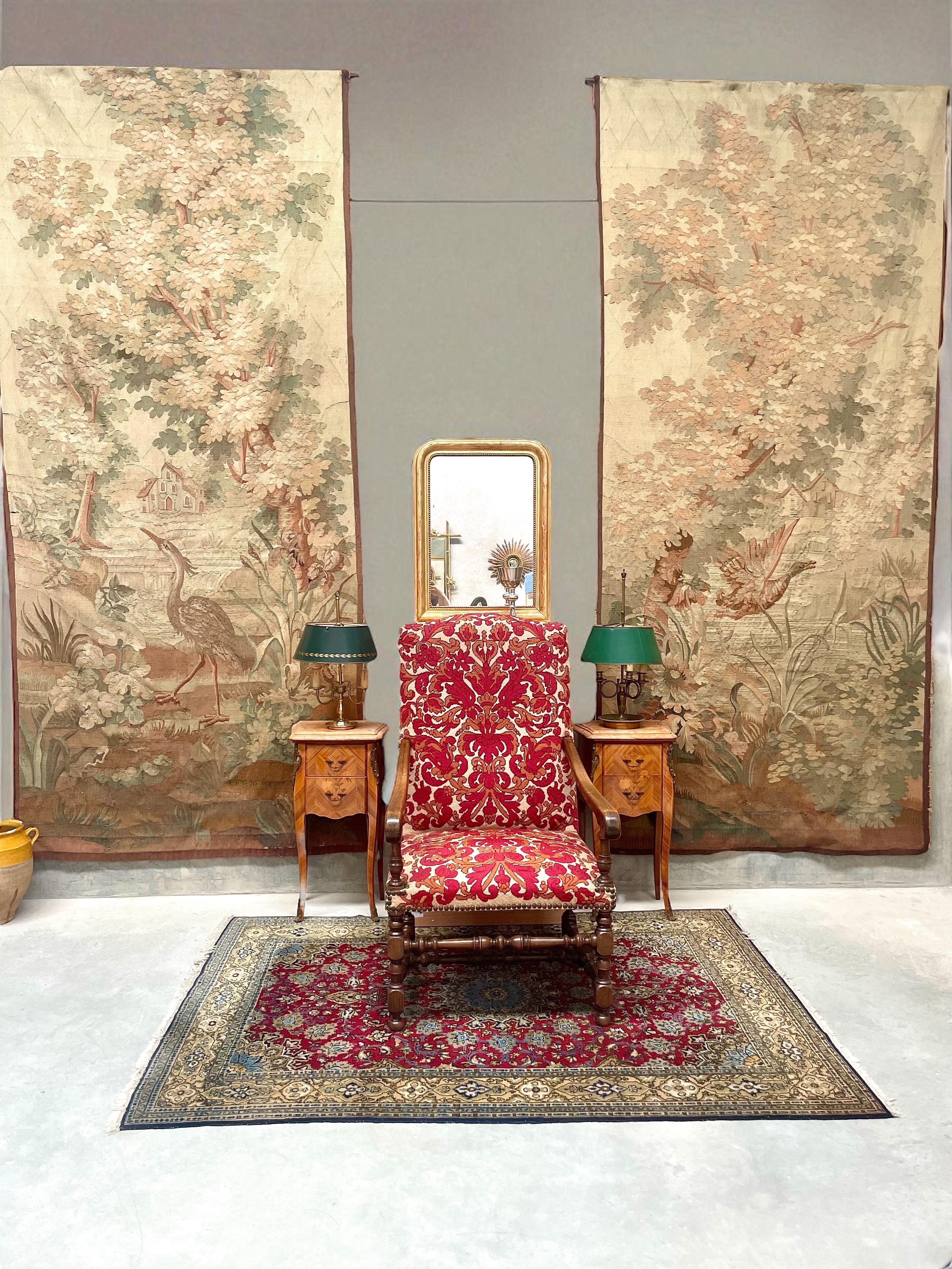 Paire de grandes tapisseries d'Aubusson 