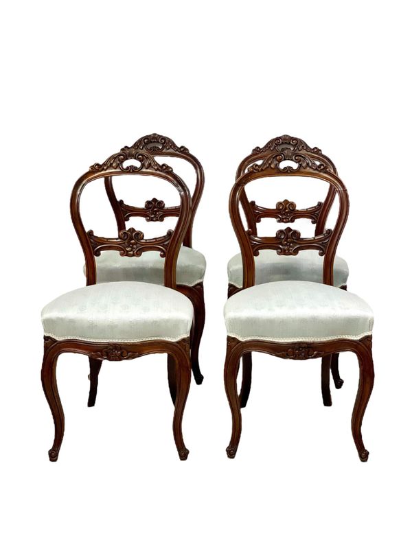 Set of Four Balloon-Back Napoleon III Dining Chairs