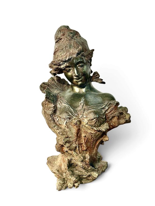 Alfred Jean Foretay Art Nouveau “Fraises au Champagne” Bust, circa 1900