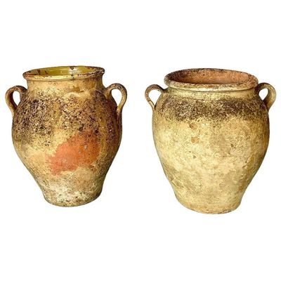 Paire de pots à confit français en terre cuite du XIXe siècle