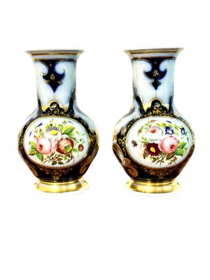 Pair of Paris Porcelain Vases, Cobalt Blue & Gilt, 19th Century