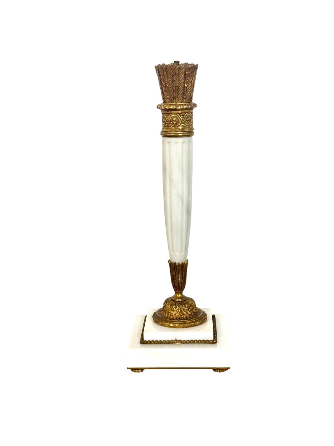 19th Century Empire Style Gilt Bronze and Carrara Marble Lamp Base