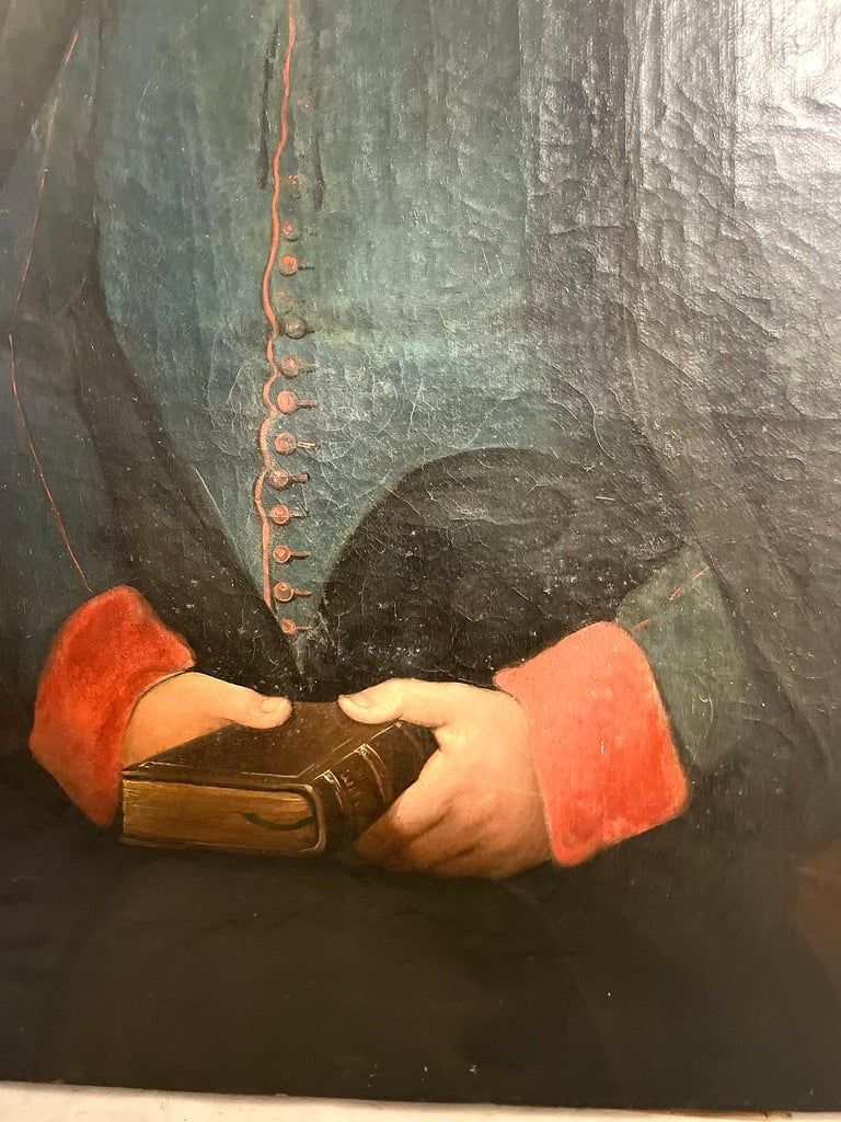 Portrait d’un ecclésiastique par Amedeo Augero, huile sur toile, 1857