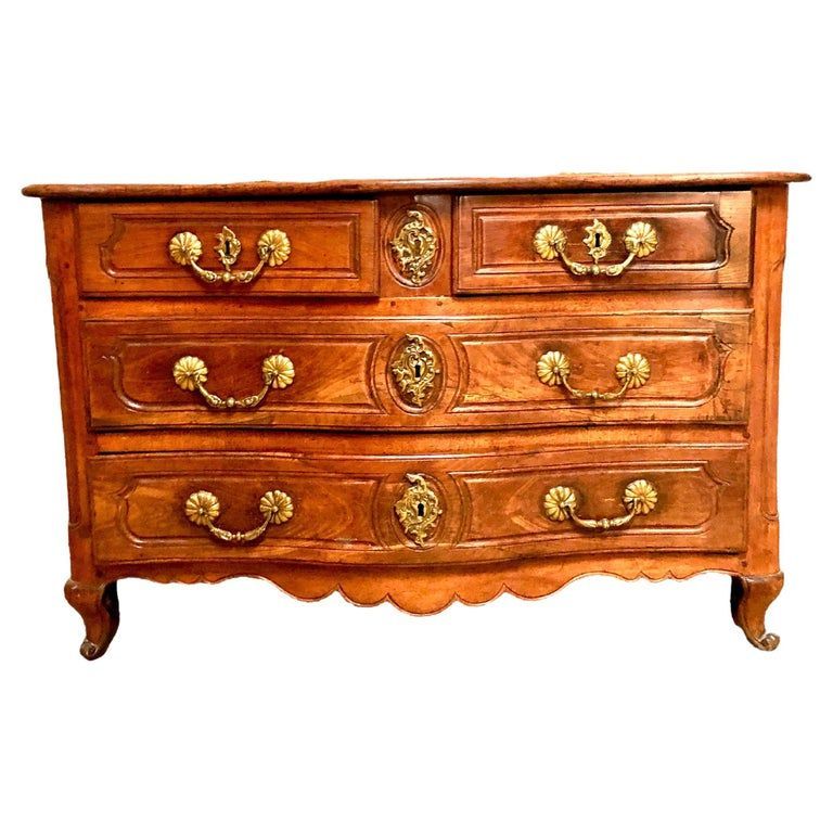 18th Century French Louis XV Walnut Commode with Bronze Hardware