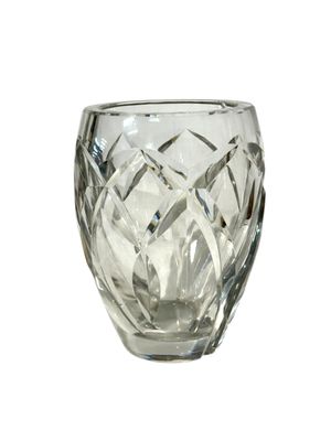 Baccarat Cut Crystal Vase with Faceted Leaf Motif