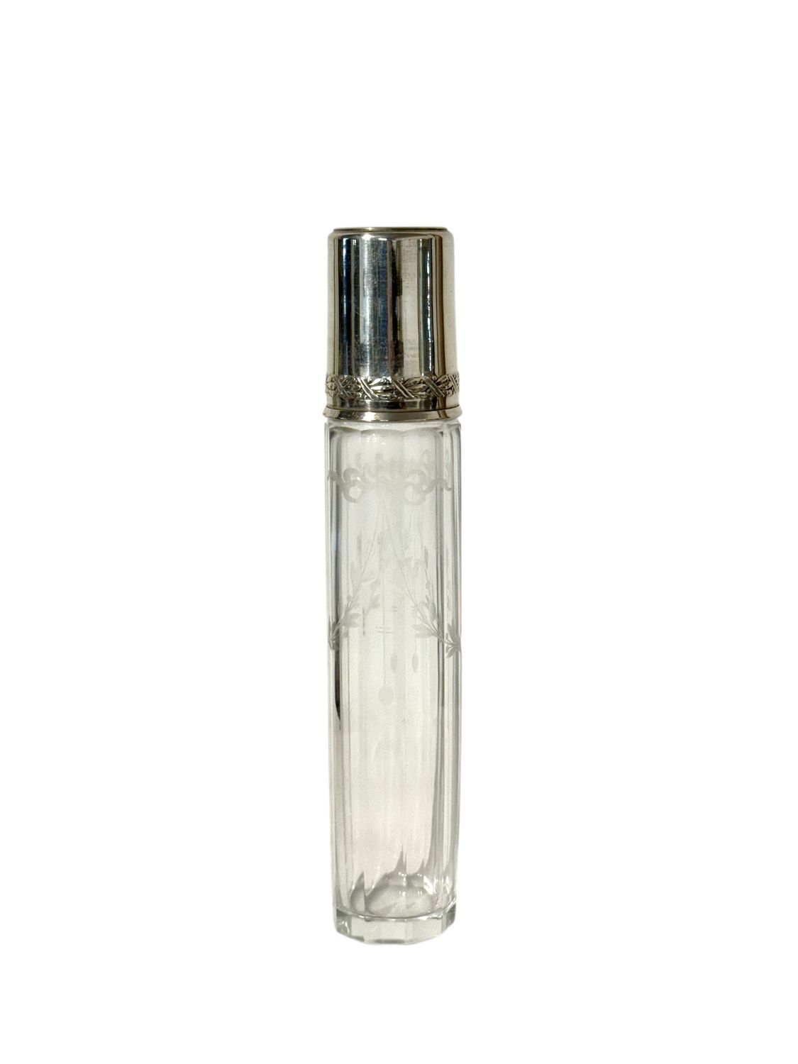 Rare flacon de parfum en cristal avec monture en argent massif, France vers 1890