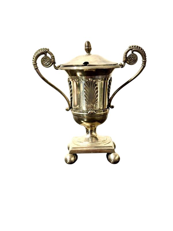 Solid Silver Neoclassical Mustard Pot, Vieillard Hallmark, Mid-19th Century