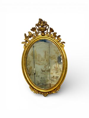 Grand miroir ovale en bois doré de style Louis XVI, XIXe siècle