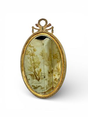 Grand miroir ovale en bois doré de style Louis XVI, Napoléon III, XIXe siècle