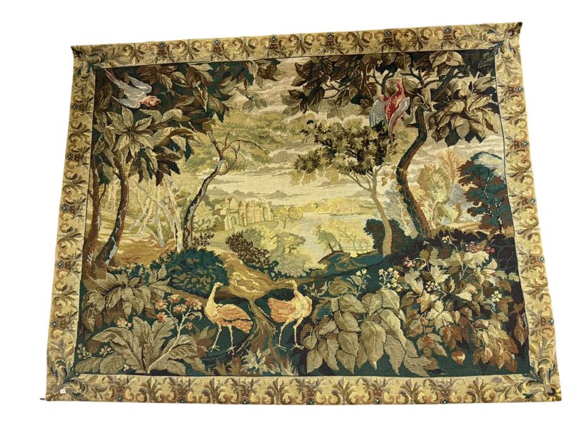 19th Century French Verdure Tapestry with Birds and Pastoral Landscape