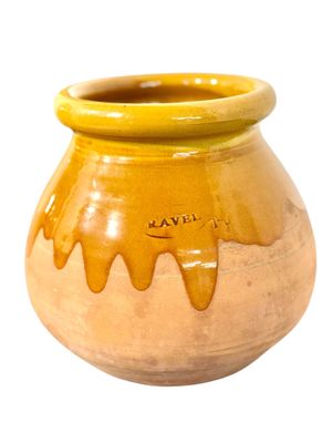 19th Century French Glazed Terracotta Pot with Honey Drip Glaze