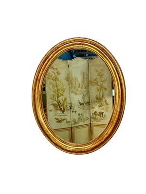 Large Oval Giltwood Mirror, France 19th Century