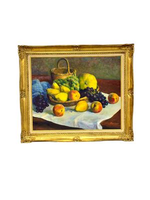 Still Life with Fruit by B. Jacquet in Gilt Frame