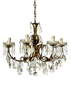 Late 19th Century Gilt Bronze and Crystal Eight-Light Chandelier