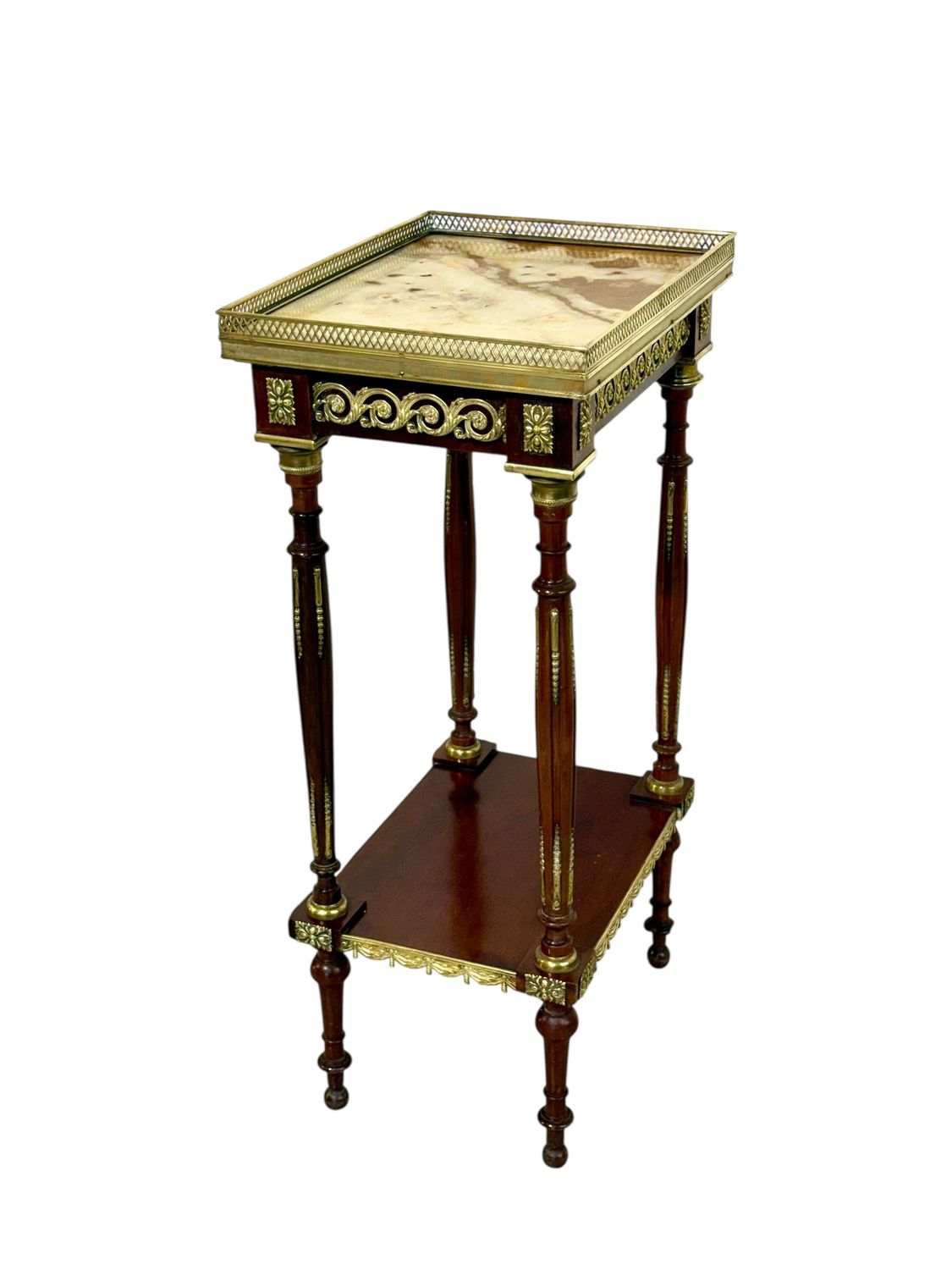 Table de salon en acajou, bronze doré et onyx, style Louis XVI