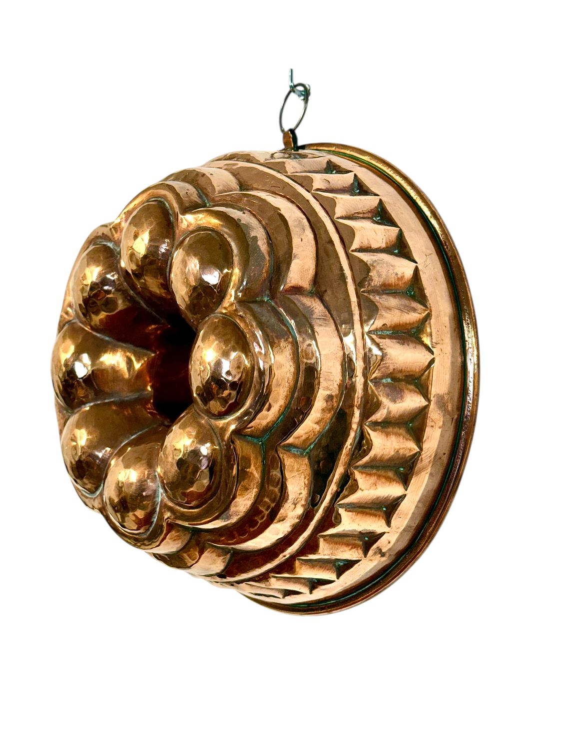 19th Century French Hammered Copper Kugelhopf Mold