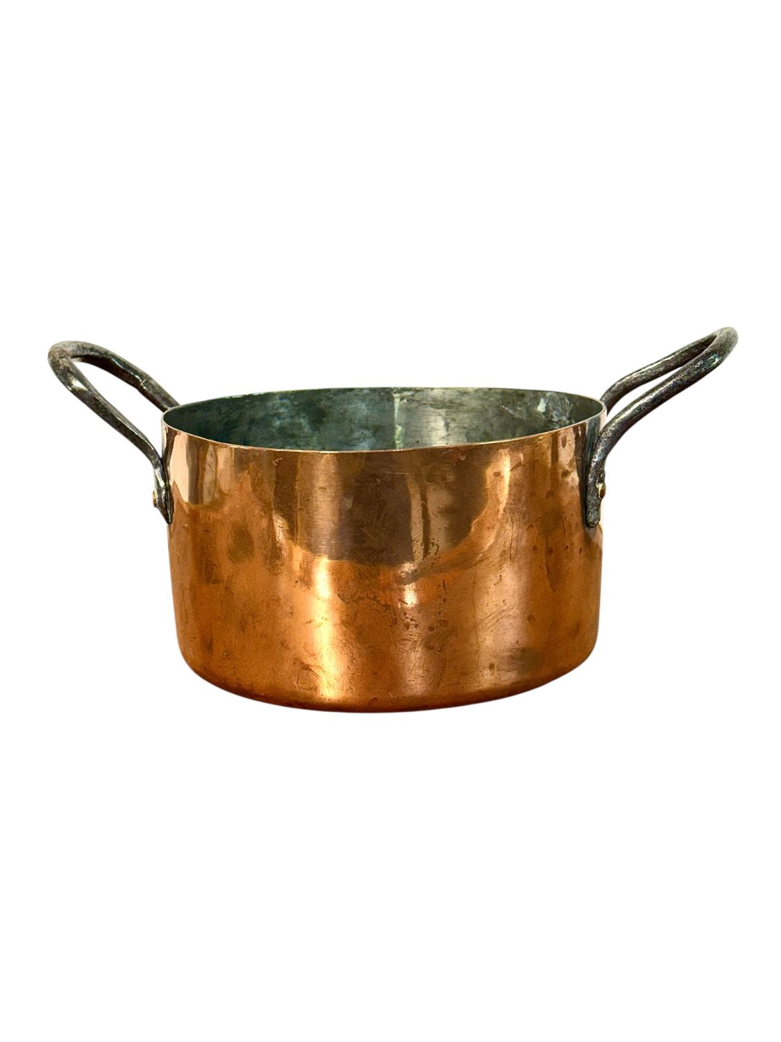19th Century Antique French Copper Stock Pot with Iron Handles