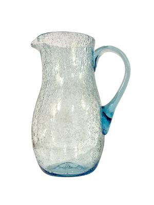 Grand pichet vintage en verre à bulles, Biot, soufflé à la main, France