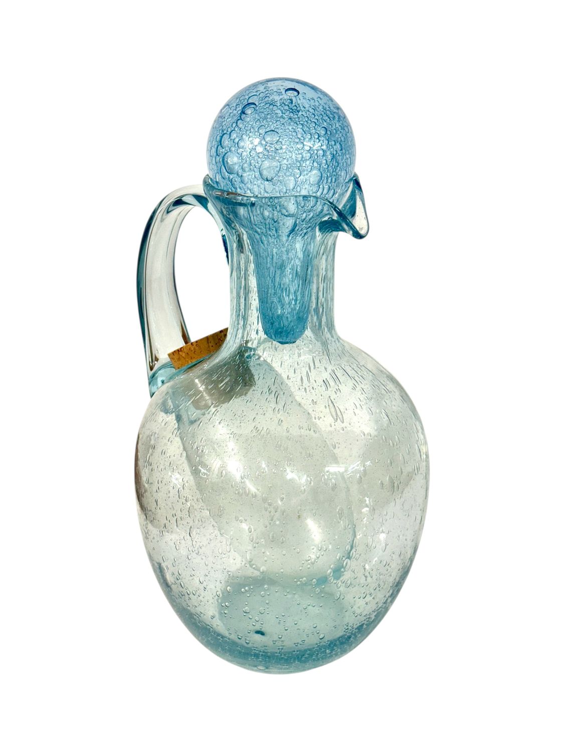 Grande carafe en verre Biot avec réservoir à glace interne, France, vers 1950