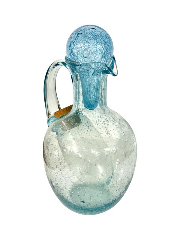 Grande carafe en verre Biot avec réservoir à glace interne, France, vers 1950