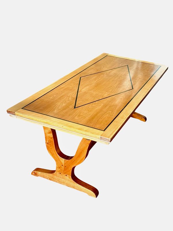 French Art Deco Extendable Dining Cherrywood Table, Seats up to 14