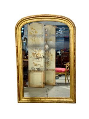 Miroir en bois doré avec glace d'origine au mercure, France du XIXe siècle
