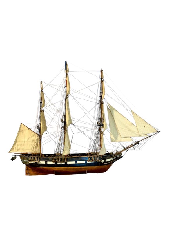 Maquette de navire de guerre français de belle facture avec gréement, fin du XIXe siècle