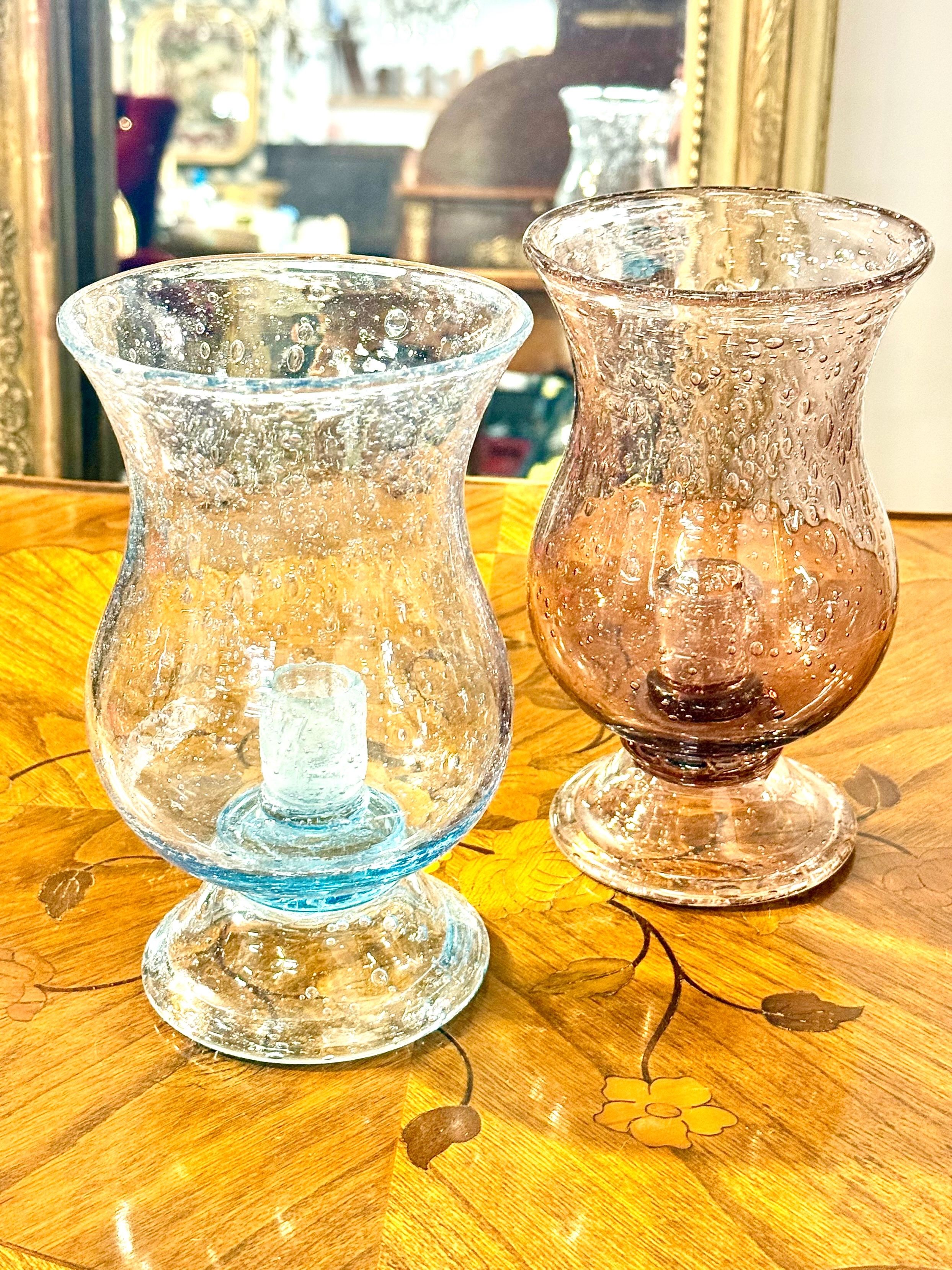 Paire de Photophores en verre de Biot français