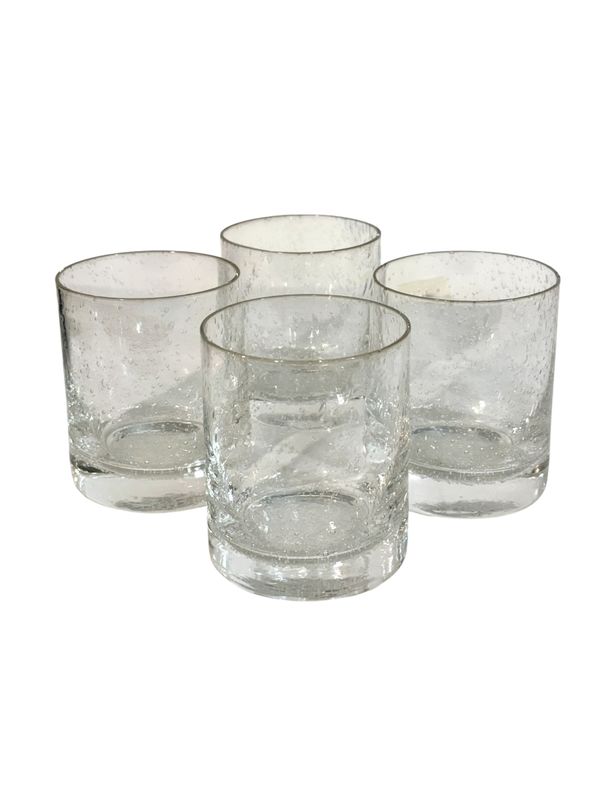 Set of Four Biot Bubble Glass Tumblers, France 20th Century