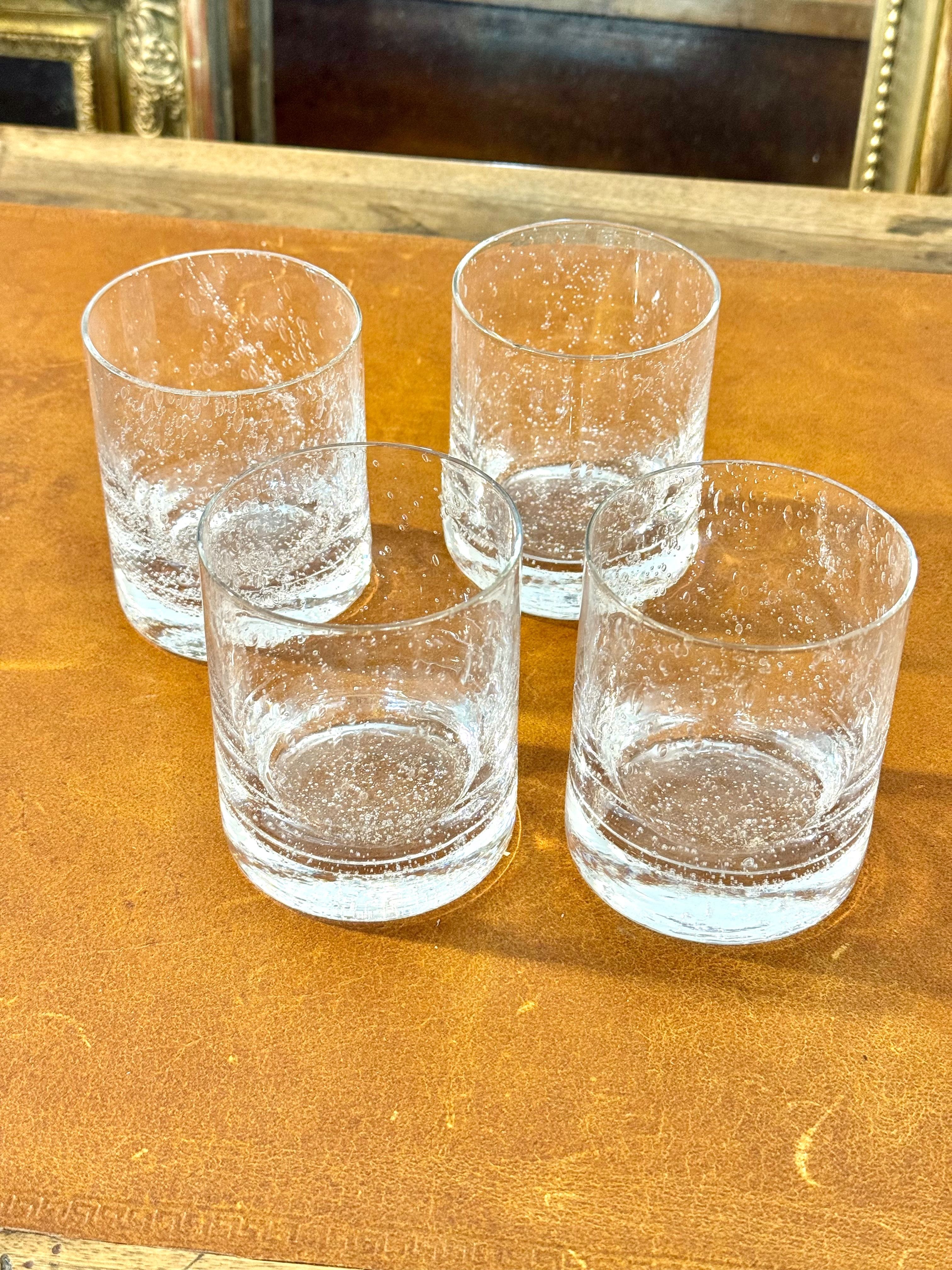 Ensemble de quatre verres à bulles Biot, France, XXe siècle