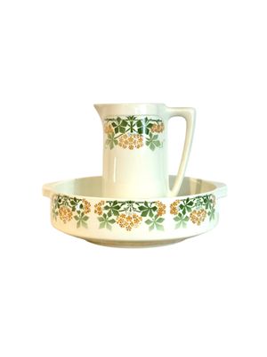 French Lunéville Faience Pitcher & Basin “Phlox” K&G