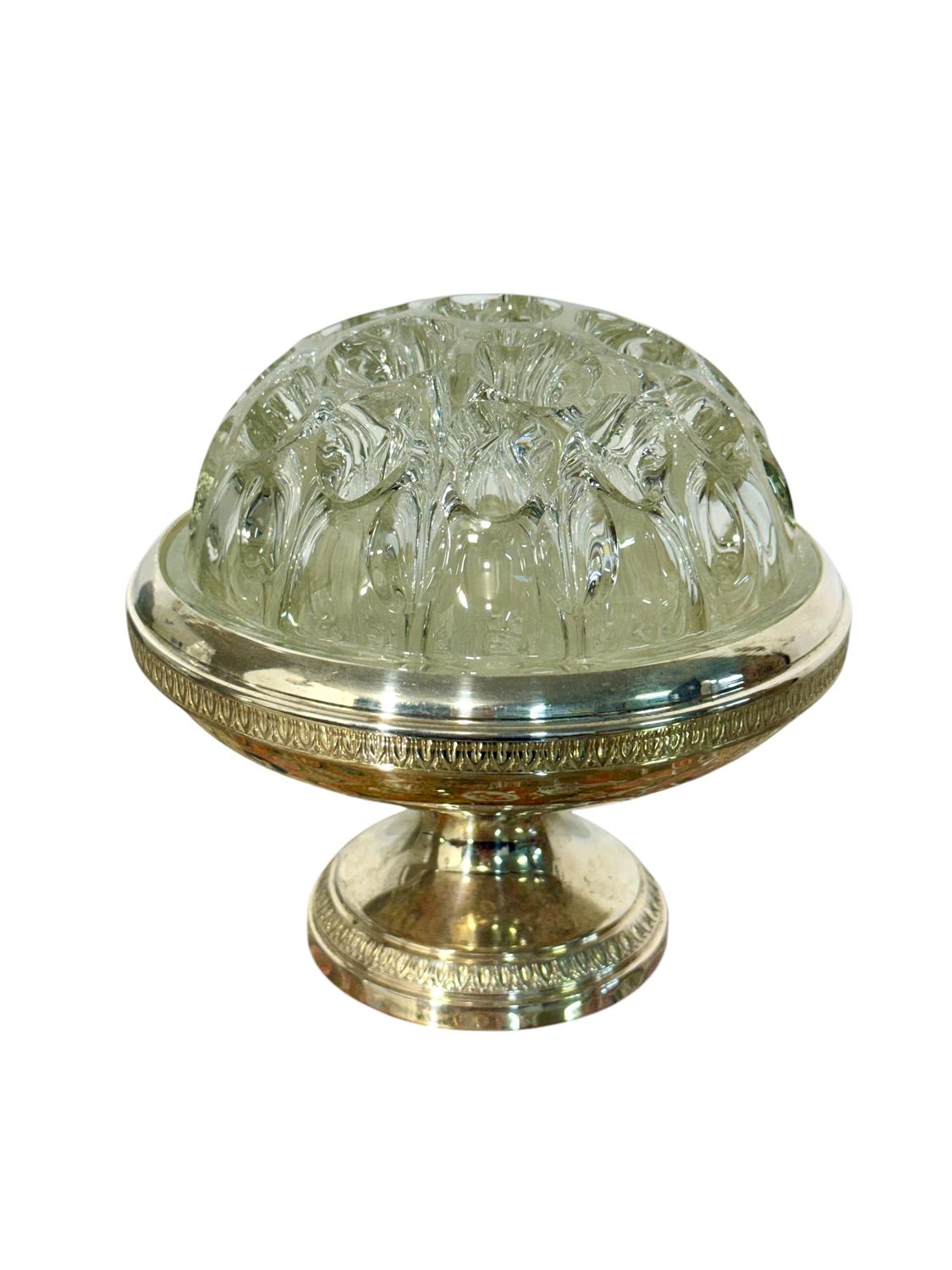 Silver-Plated Centerpiece with Molded Glass Dome, Early 20th Century