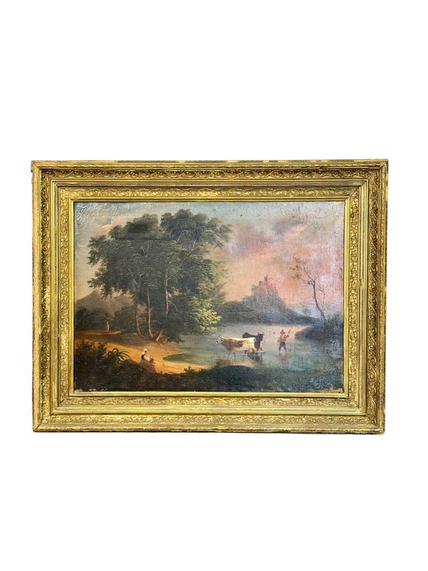 Huile sur Toile : paysage pastoral, fin du XIXe siècle, France, 1888