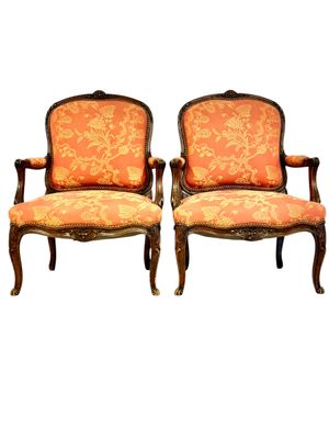 Pair of French Louis XV Style Walnut Fauteuils, circa 1880
