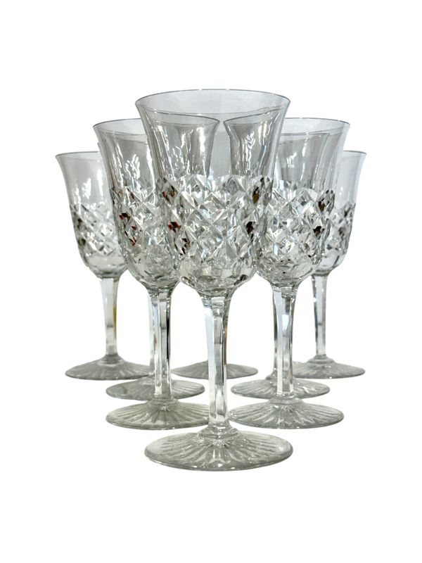Set of 8 Baccarat "Burgos" Cut Crystal Glasses, France 20th Century