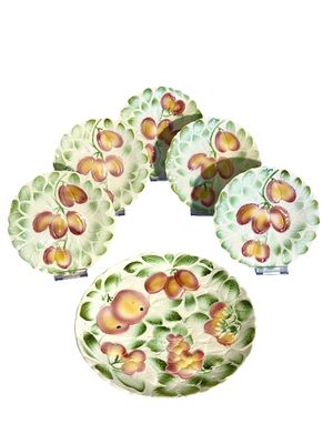 Antique Saint-Clément Majolica Fruit Dessert Service
