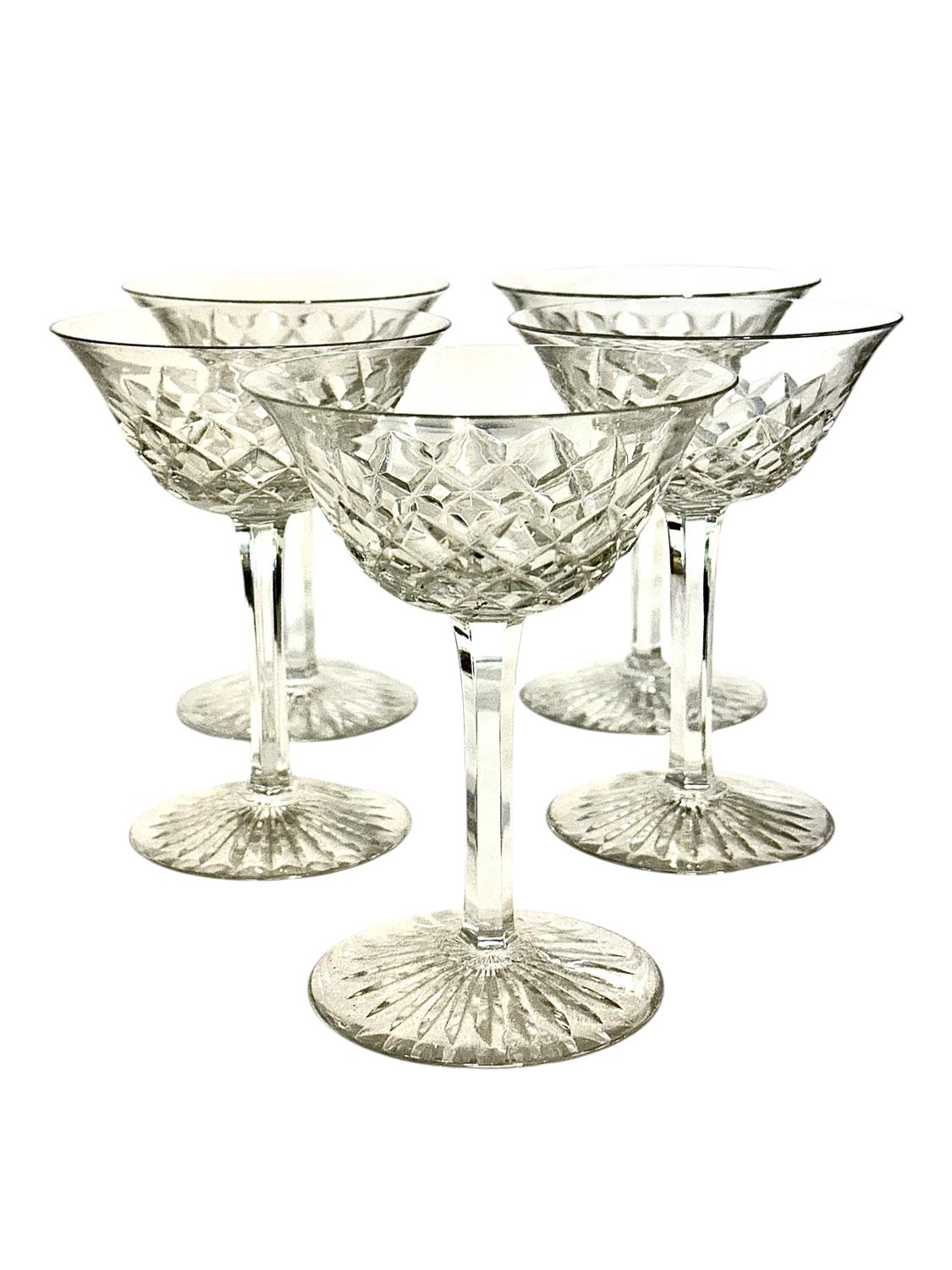 Set of Five Baccarat "Burgos" Crystal Champagne Coupes or Glasses