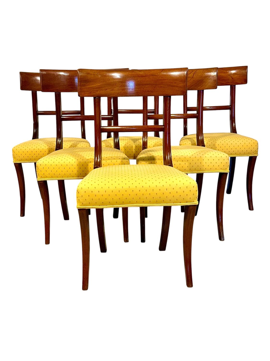 Set of Six English Walnut Dining Chairs, 19th Century